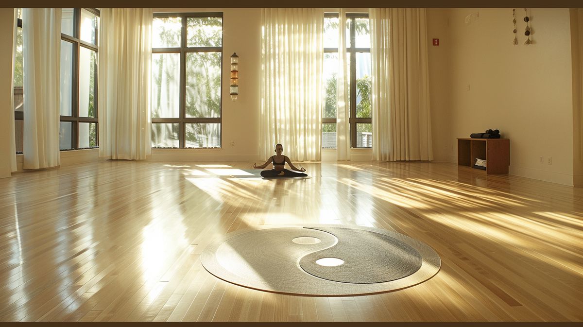 Yin Yang Yoga Praxis in ruhiger Atmosphäre, perfekte Balance von Aktivität und Ruhe